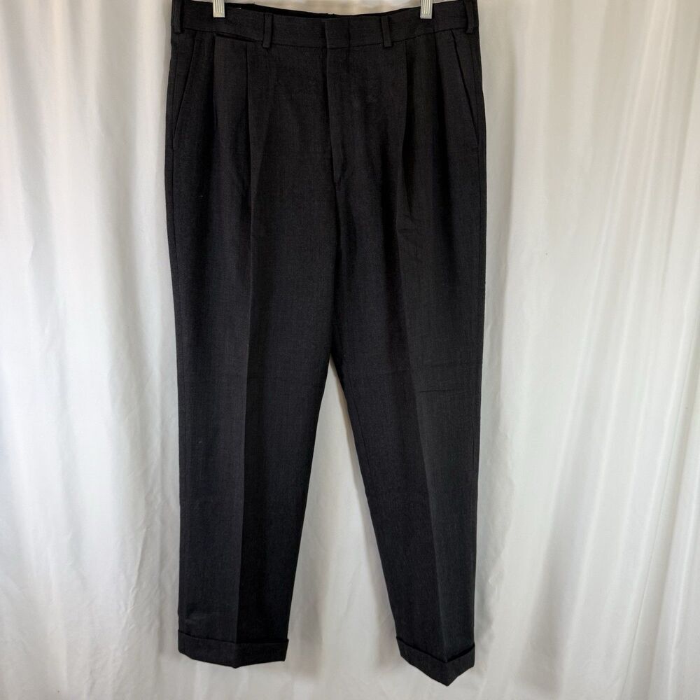 Vintage Polo Ralph Lauren Wool Dress Pants Men's 34x30 Grey Pleated Made USA